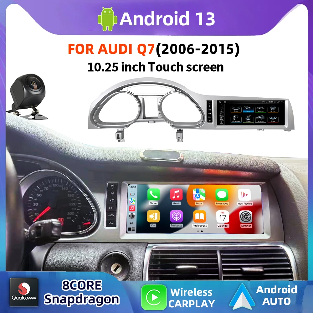 

10,25 дюймовый Android 13 сенсорный экран Carplay для Audi Q7 2005-2015 GPS-навигация Радио WIFI USB CarPlay Wifi автомобильный DVD-плеер