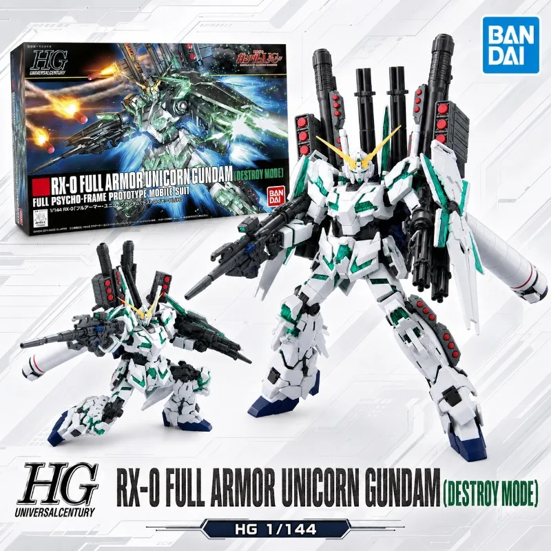 

Original Bandai HGUC RX 0 Unicorn Green Full Armor Destroy Mode Mobile Suit Anime Action Figure Model Kits Gift