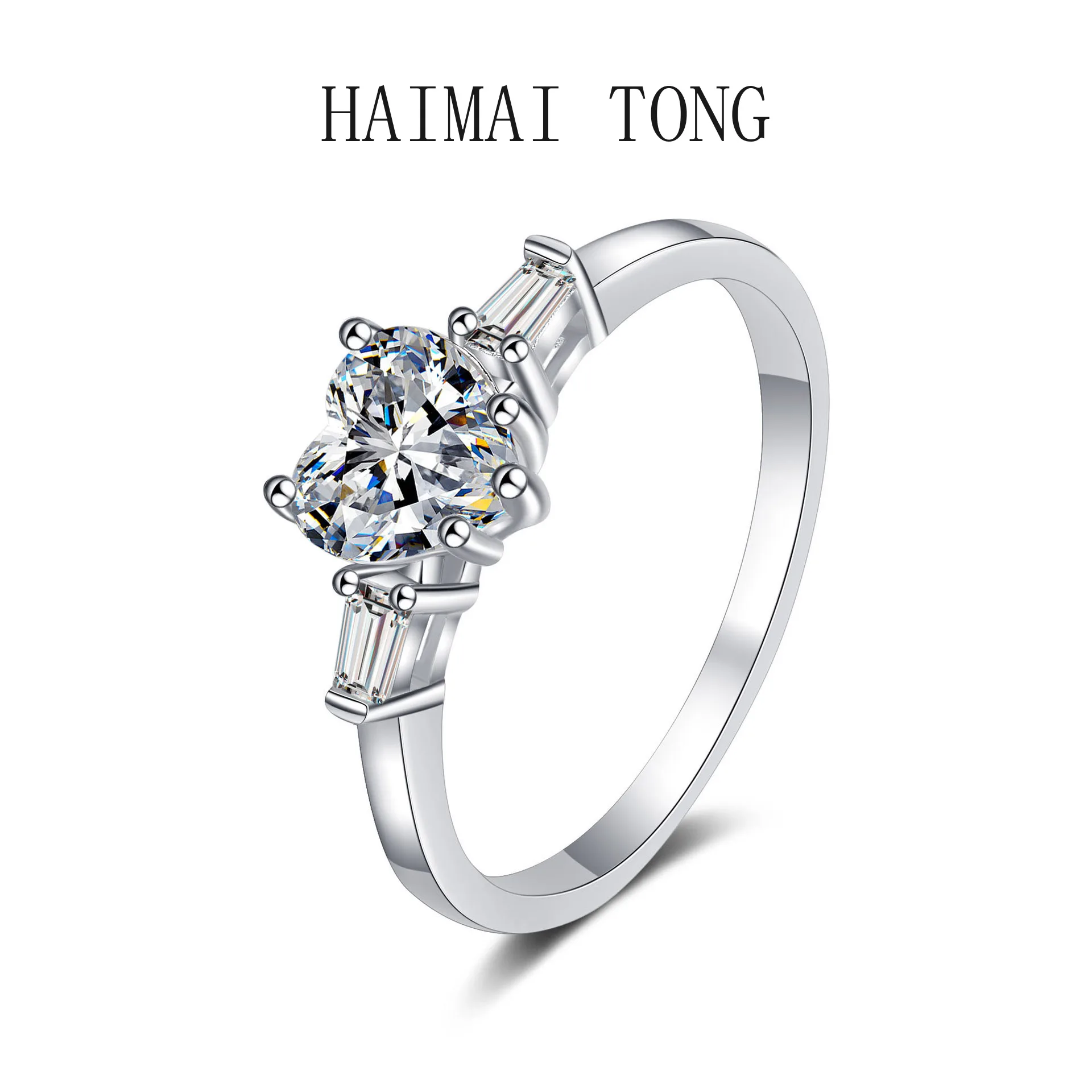 HAIMAITONG Ring Lady Heart-shaped Moissamite Ring pt950 Platinum manufacturers directly for custom wholesale gifts couple rings