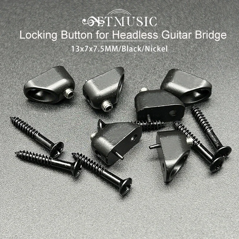 8Pcs String Locking Button for Headless Guitar Bridge 13x7x7.5MM String Locker Guitar Parts Black/Nickel