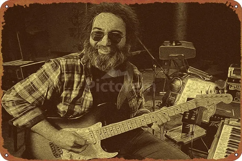 ZTLLFV Jerry Garcia Retro Vintage 4 Club Bedroom Office Coffee Bar Wall Art Retro Poster Tin Signs 12X8 Inch 1pc sign sign