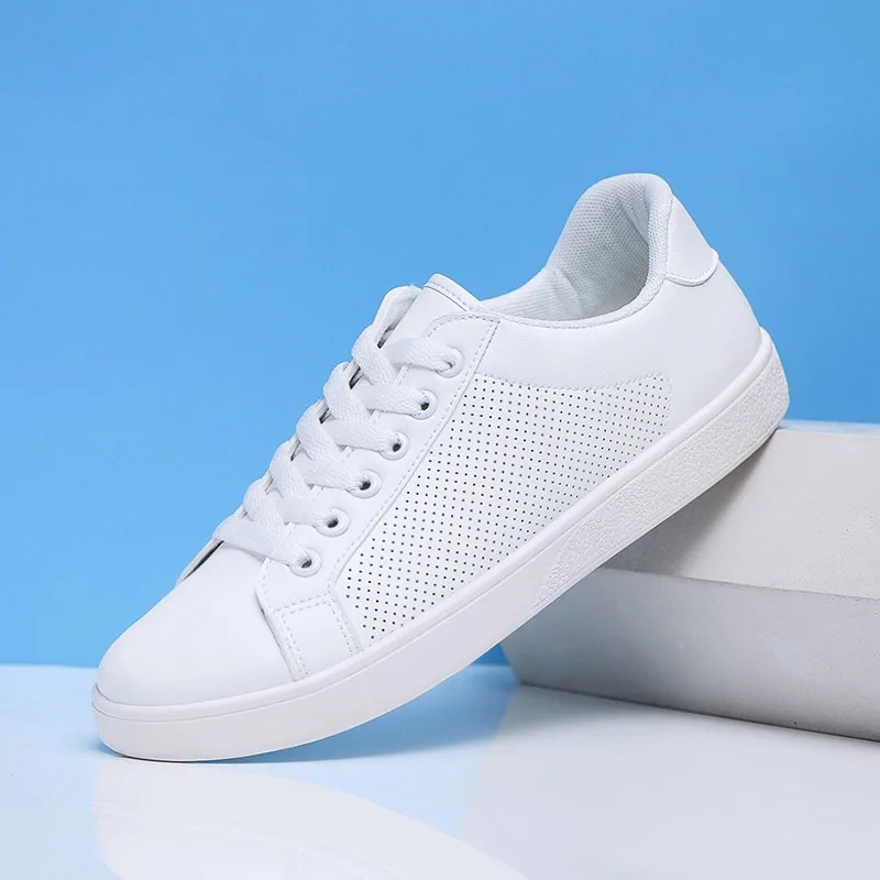 

Men Casual Shoes Breathable Hollow Out Leather Shoes Light Walking Flats Lace Up Vulcanize Shoes for Men Sneaker Tenis Masculino