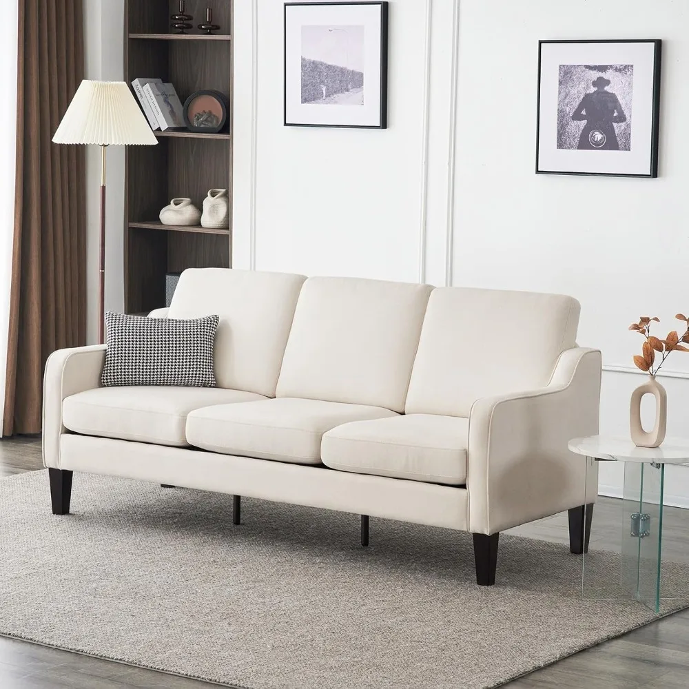 

Small Couch Sofa 71" Comfy Couches Beige 3 Seat Sofa Couch Mid Century Modern Sofa Furniture, Customized