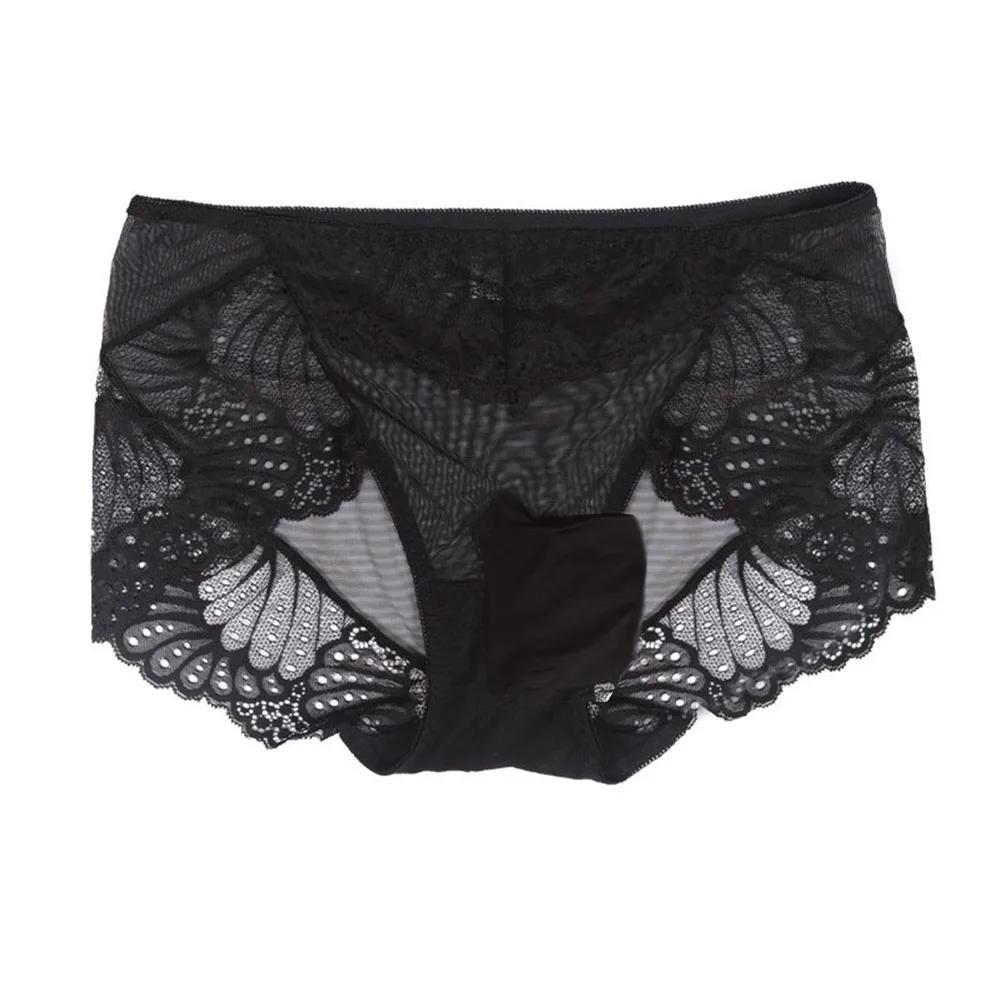 

Men\\'s Sexy Lace Briefs, Middle Waist Panties, Breathable Mesh Underwear, Multiple Colors Red, Purple, Royal Blue