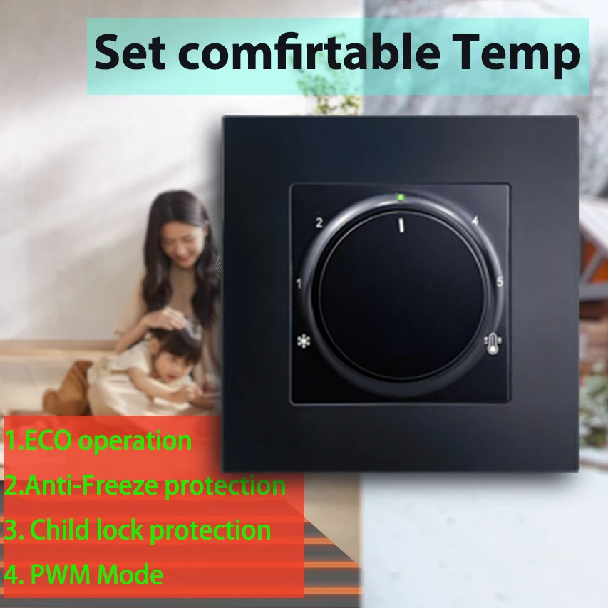 

Wallpad Q7 Warm Floor Thermostat for Electric Heating Temperature Controller Child Protection Ring 220-240V Anti-frost