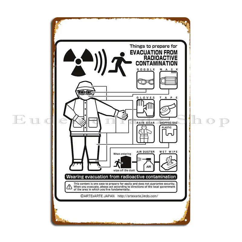 Evacuation From Radioactive Contamination Metal Plaque Kitchen Garage Garage Iron Club Tin Sign Poster