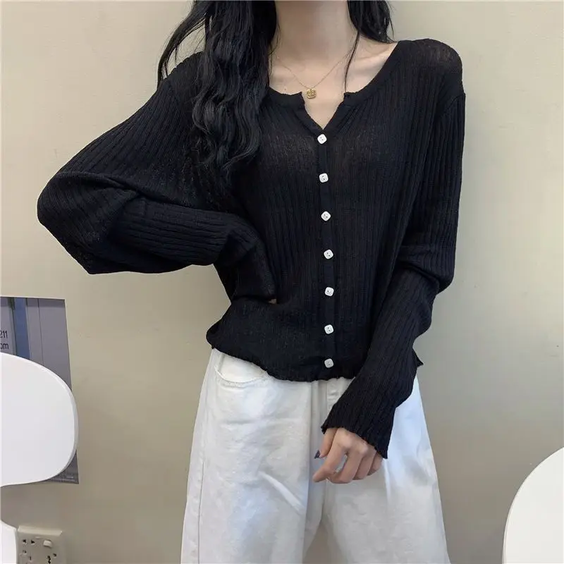 

Summer 2025 New Korean Versatile Loose Sunscreen Ice Silk Sweater Top for Autumn Women's Thin Cardigan