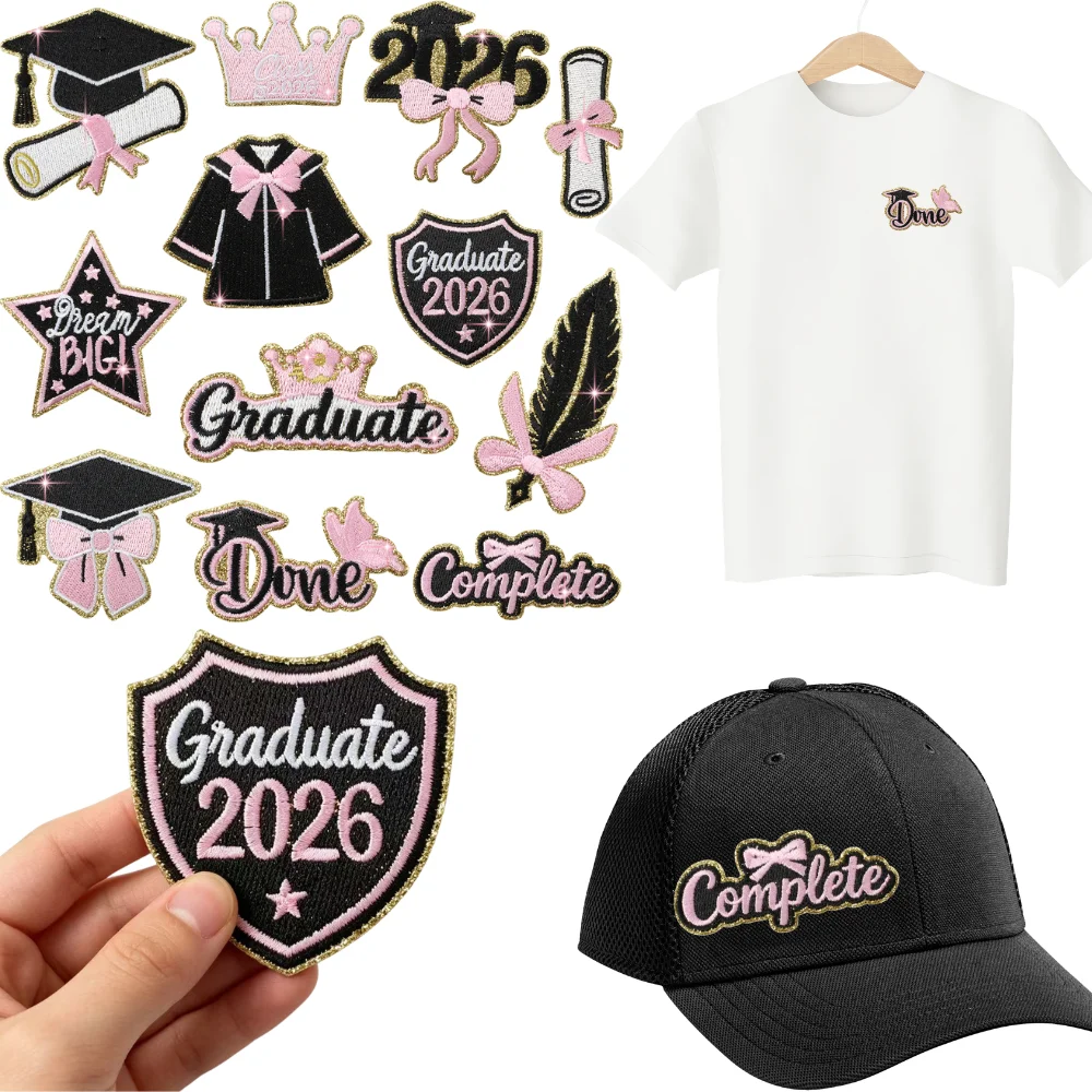 

Graduation Season Embroidery Patches Clothing Commemorative Iron on Patch DIY Backpack Bag Hat Jeans Sewing Craft Decor Repair