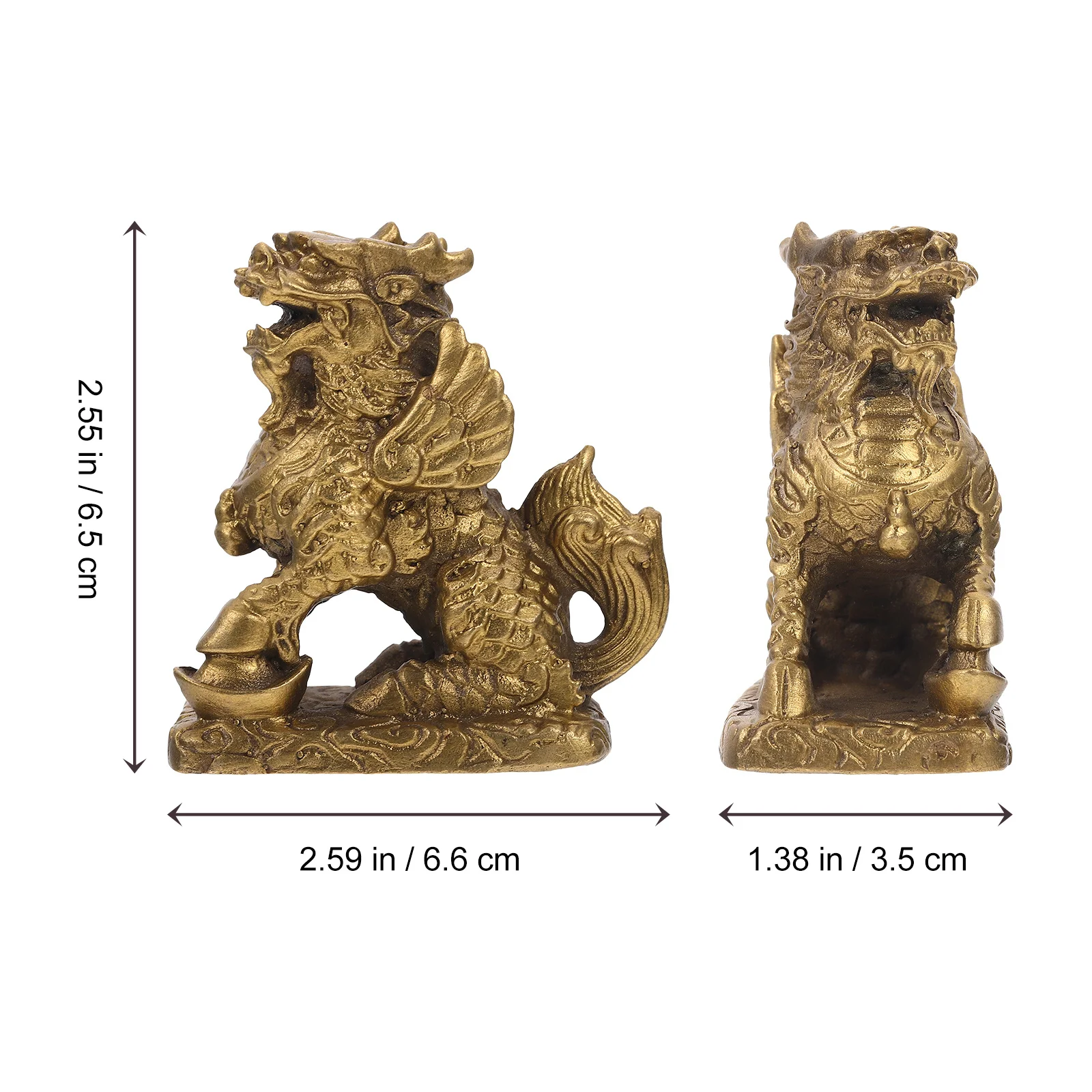 

Decorative Copper Kylin Sculpture Propitious Geomancy Craft Desktop Adornment Indoor Office Chinese Dragon Statue Gift