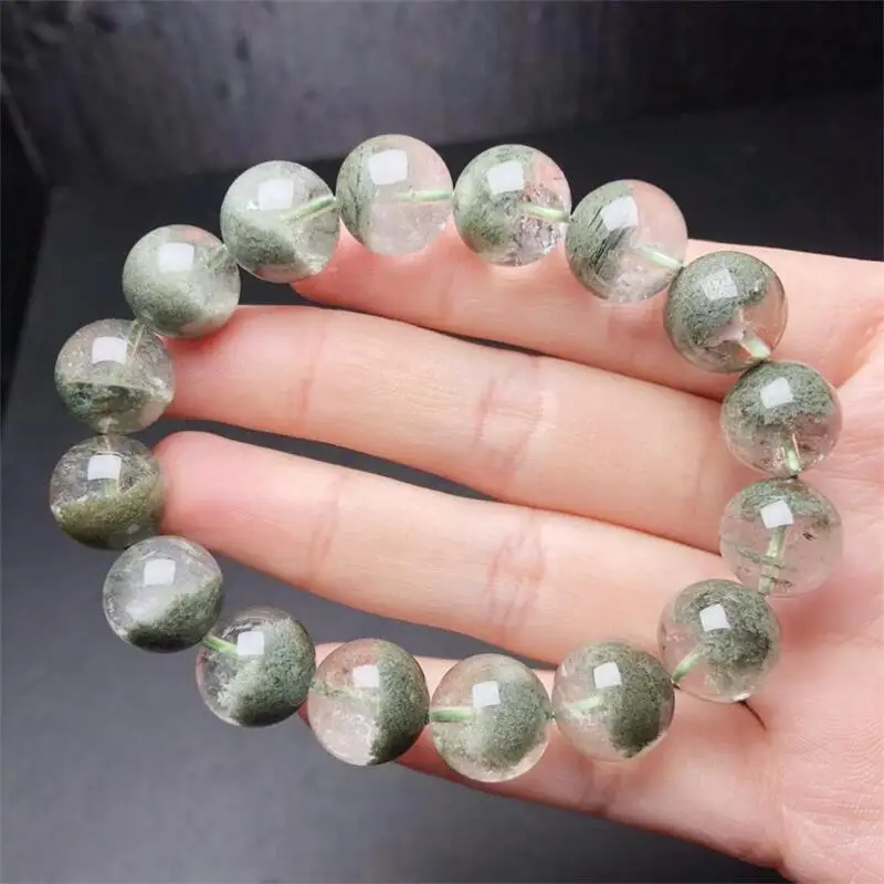 13MM Natural Green Garden Quartz Bracelet Women Fashion Healing Crystal Round Beads Lovers Strand Jewelry Gift 1PCS