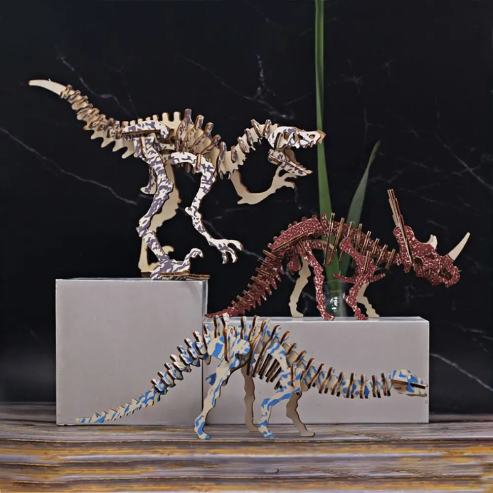 Deinonychus 3D drewniane puzzle dinozaurów Triceratops Diplodocus DIY Model dinozaura zabawki bezpieczeństwo Tyrannosaurus układanka dla dorosłych