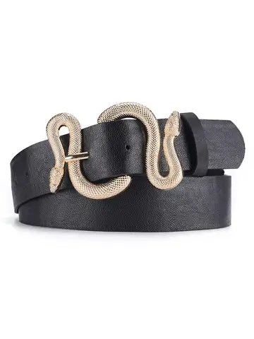Women's Belt Trend Retro Snake Buckle Belt Fashion Casual Pu Leather Belt With Dress Jeans Belts Gift For Women and Girlfriend