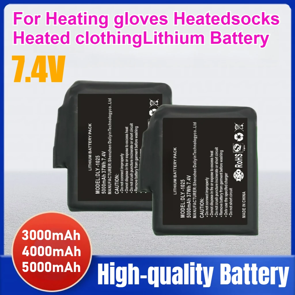 

7.4V 3.0Ah 4.0Ah 5.0Ah Heated Gloves Battery Lithium Batteries for Heating Vest, Socks, Shoes, Winter Antifreeze Heating Battery