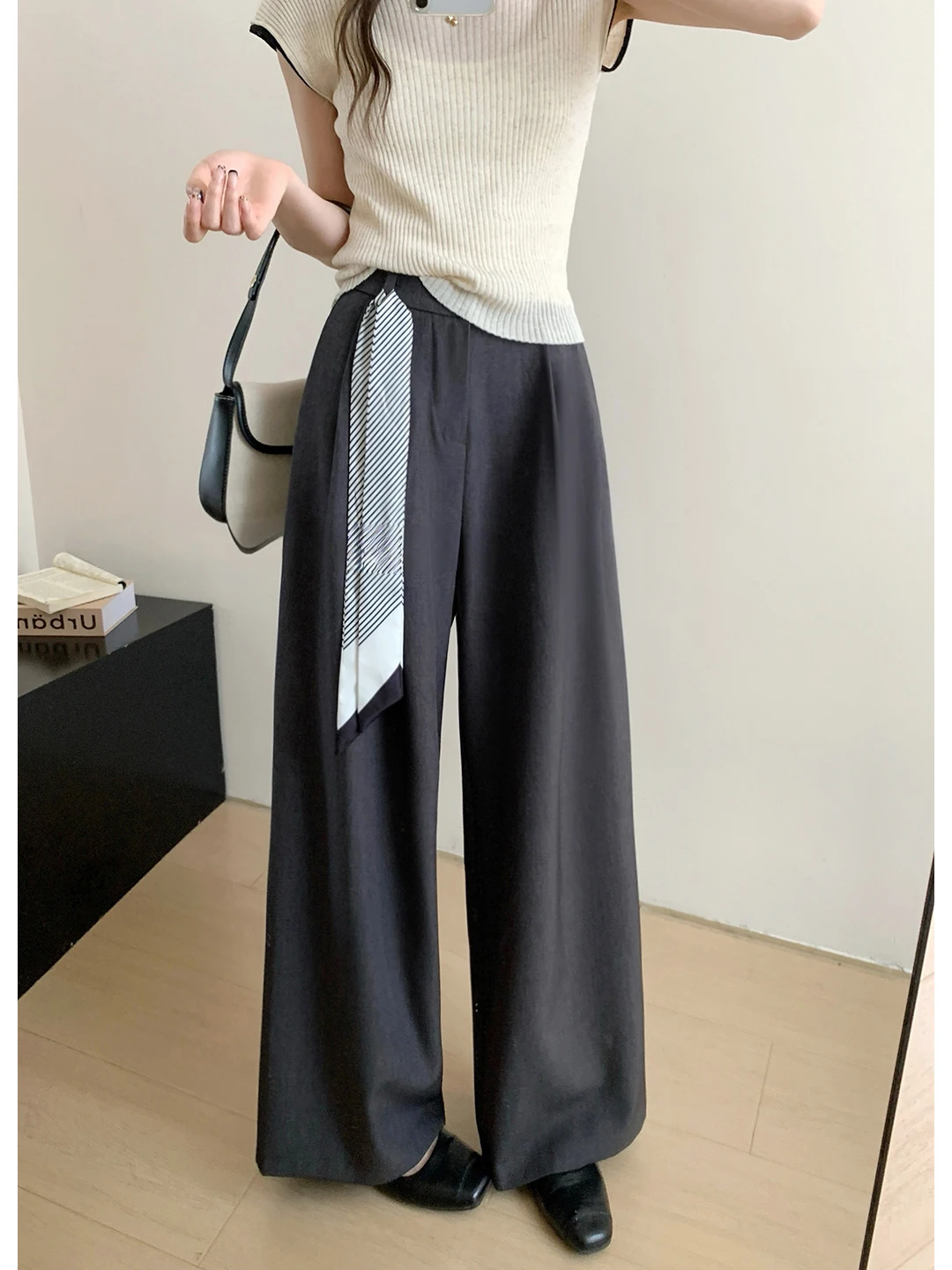 

Spring 2026 Commute High Waist Straight Leg Pants Women's Deep ey Wide Leg Suit Pants Ele Long Trousers Simple Sle