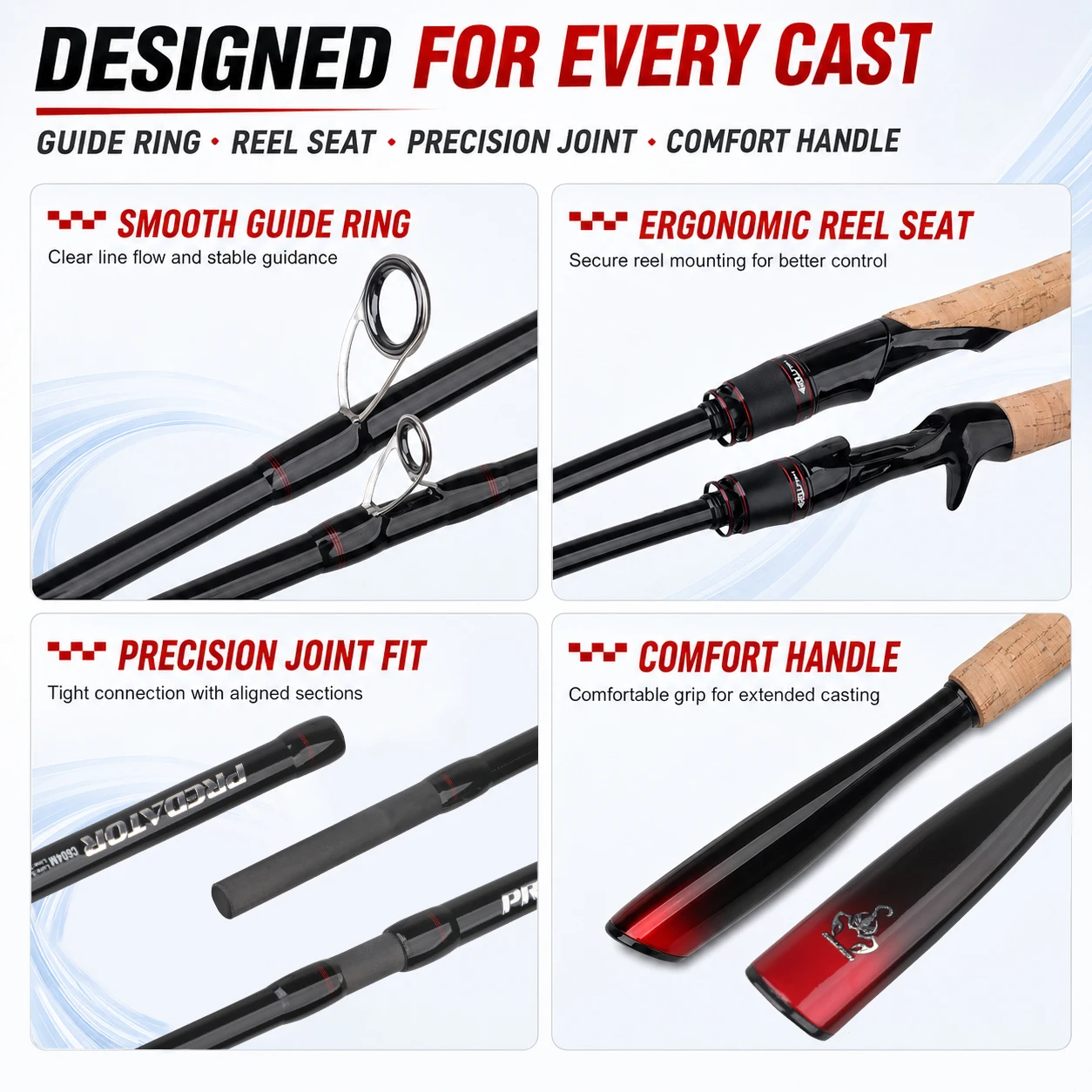 ROLLFISH Nomad Portable 4-Piece Travel Bass Fishing Rod Carbon Fiber M Power Lure Pole Spinning Casting Lightweight Outdoor Gear