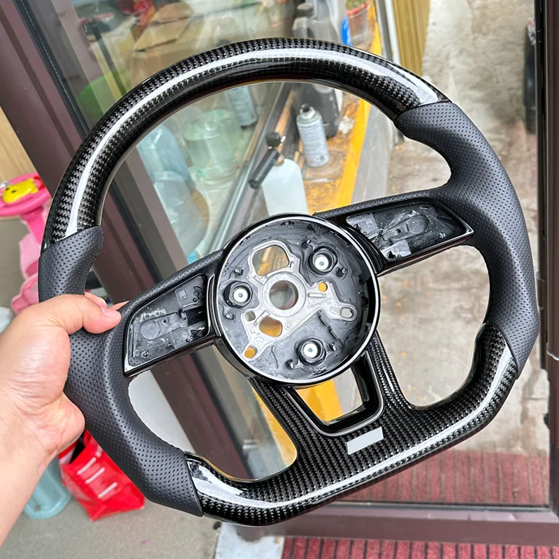 Customized Real Carbon Fiber Car Steering Wheel Cover For Audi A3 A4 A5 S3 S4 S5 B9 2017- 2019 Models