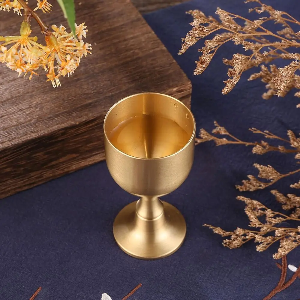 1Pc Metal Brass Chalice Cup S/L Gold Color Wine Goblet Durable Cocktail Beverage Liquor Cup for Party Home Accessories