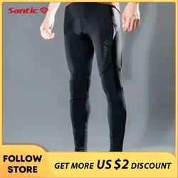 Santic Men Cycling Pants Summer Cushion Bicycle Long Pants MTB Road Bike Trousers Outdoor Sports Reflective Pants Asian Size