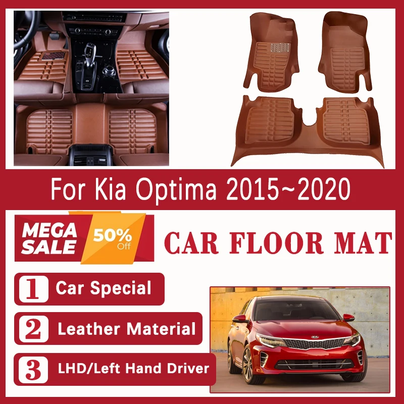 3PCS Car Floor Mats For Kia Optima K5 2015 2016 2017 2018 2019 2020 Leather Foot Cover Left Hand Driver Pad Set Auto Accessories