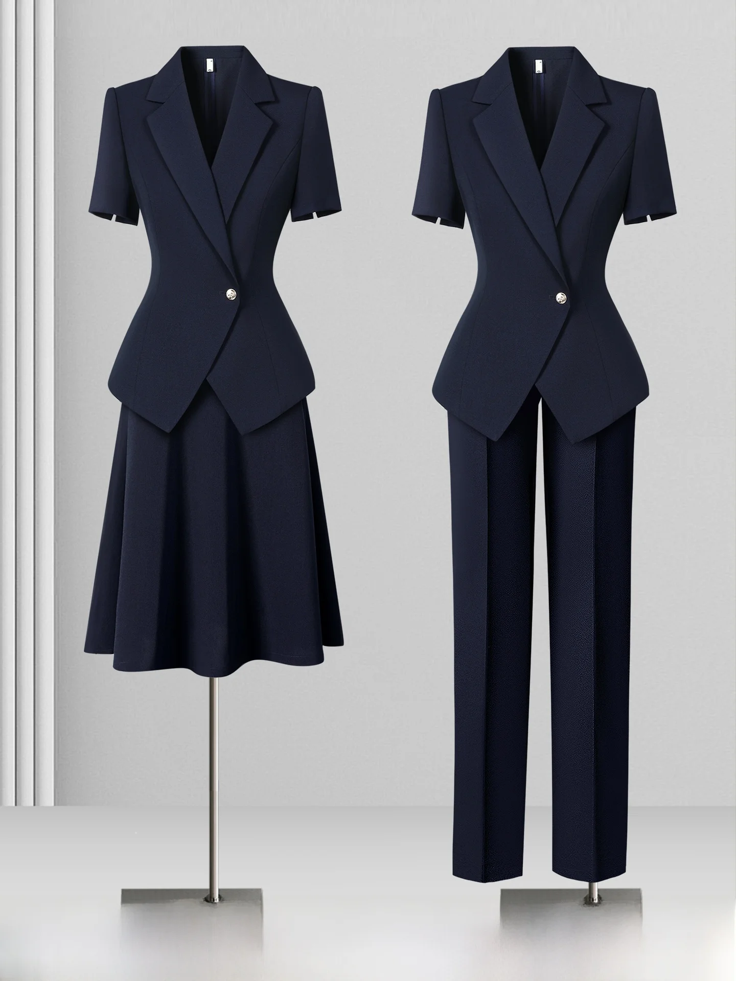 

Summer Thin Short Sleeve Suit Set for Women Professional Hotel Sales Department Work Uniform Elegant Business Lady Outfit