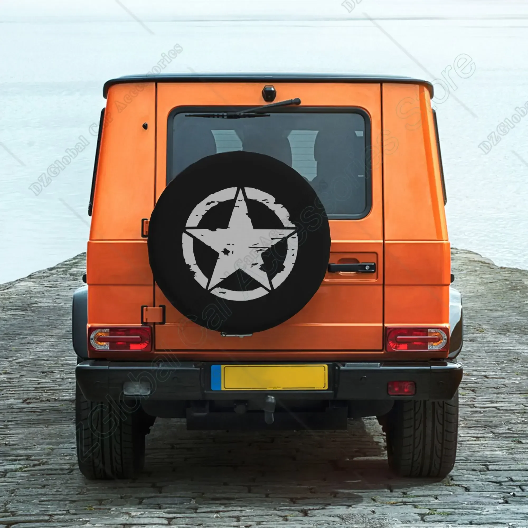 Military Tactical Star Spare Tire Cover Dust-Proof Wheel Tire Cover Fit Trailer RV SUV and Many Vehicle 14 15 16 17 Inch