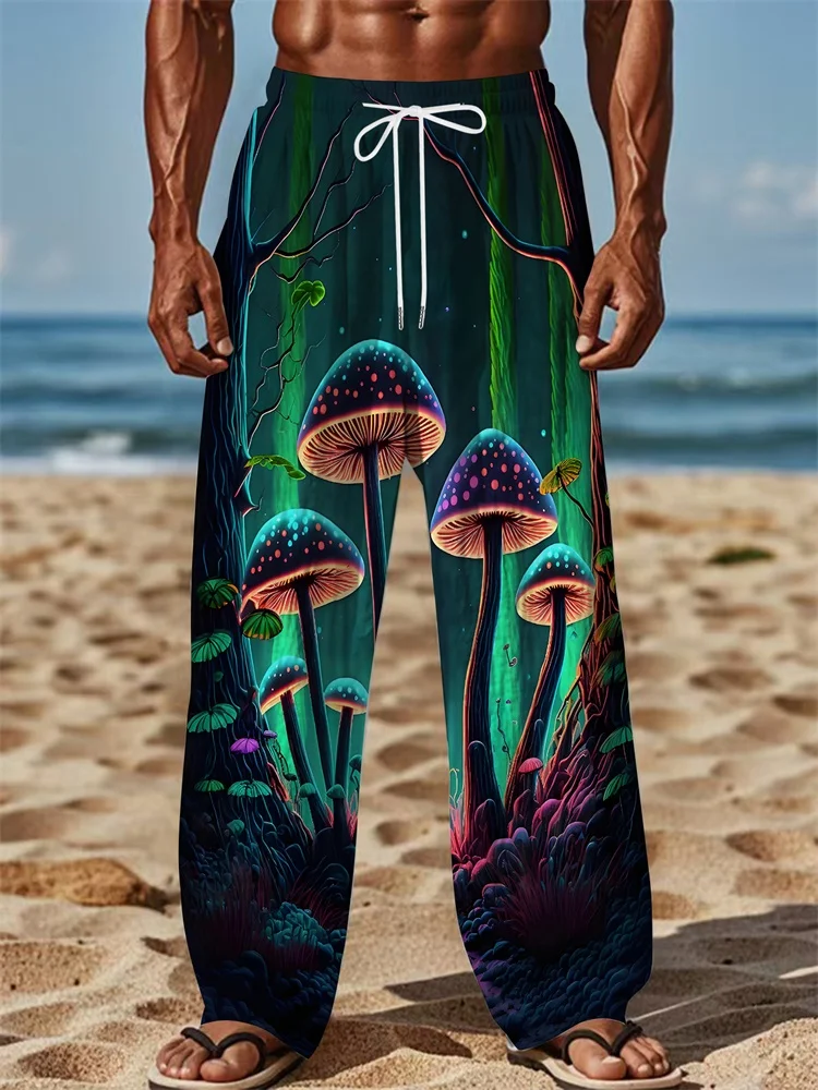 

Красочные и крутые мужские повседневные брюки с 3D принтом грибов, уличная мода и модные мужские повседневные брюки, повседневные и универсальные