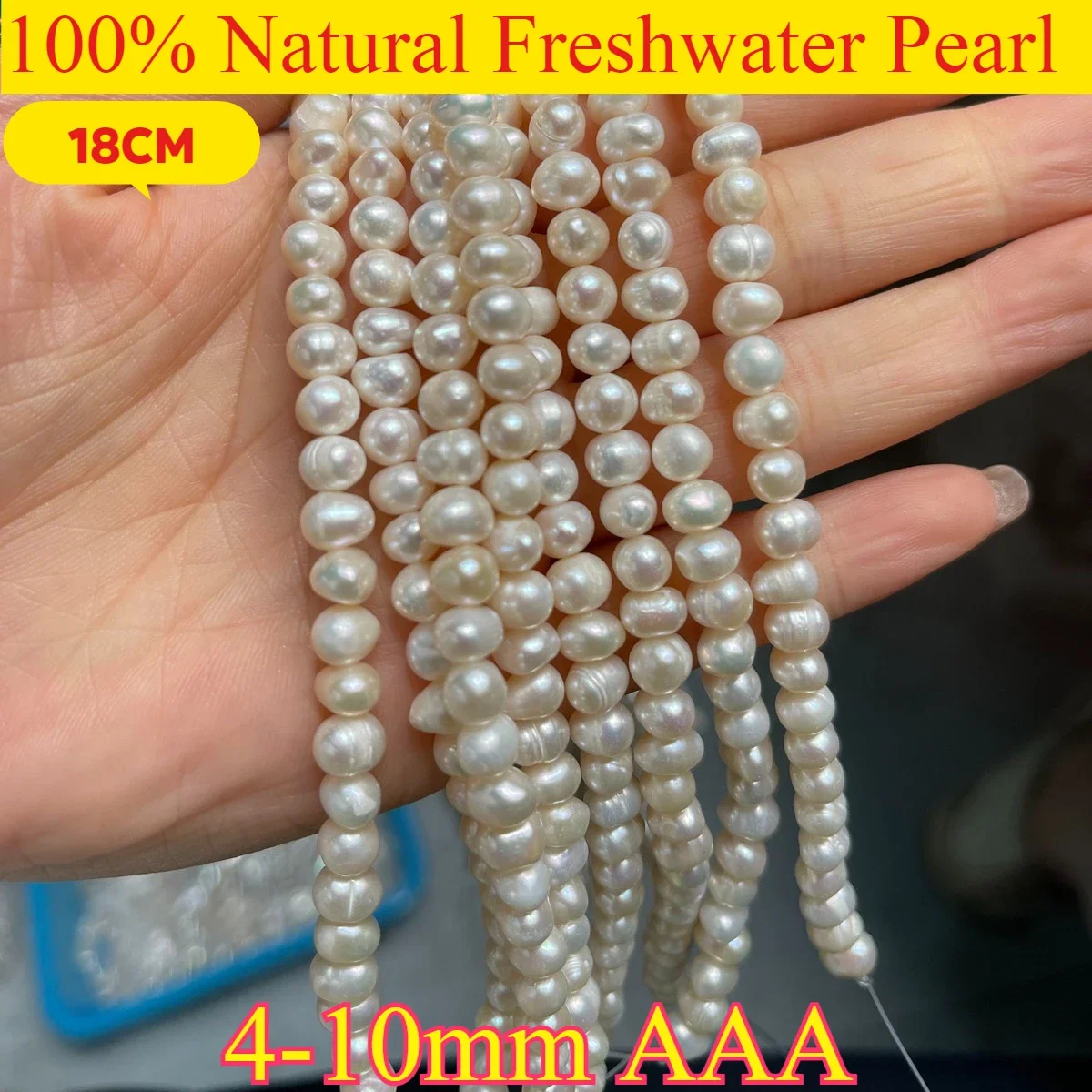 

4-10mm AAA Brilliant White Near Round Bead Factory Wholesale Natural Freshwater Pearl Jewelry Make DIY Necklace Bracelet Women