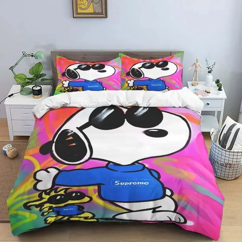 Hot Sale 3D Cartoon Dog Snoopy Bedding Set Baby Duvet Cover Sets Bedclothes Twin Single King Kids Adult Teens Best Gift