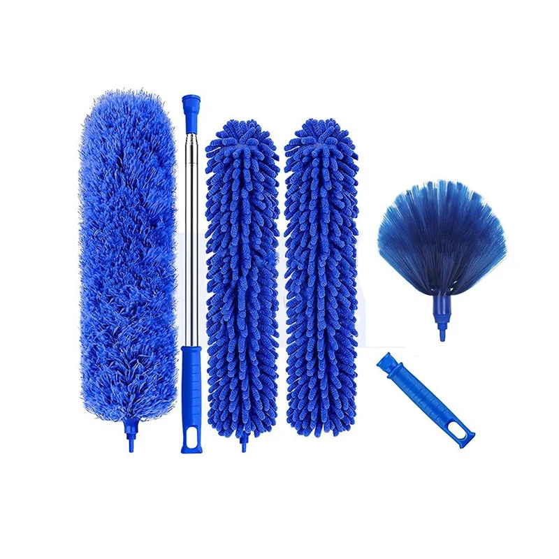 

Feather Duster Kit With Telescopic Extension Pole, Detachable Bendable And Reusable Space Hand Crevice Brush