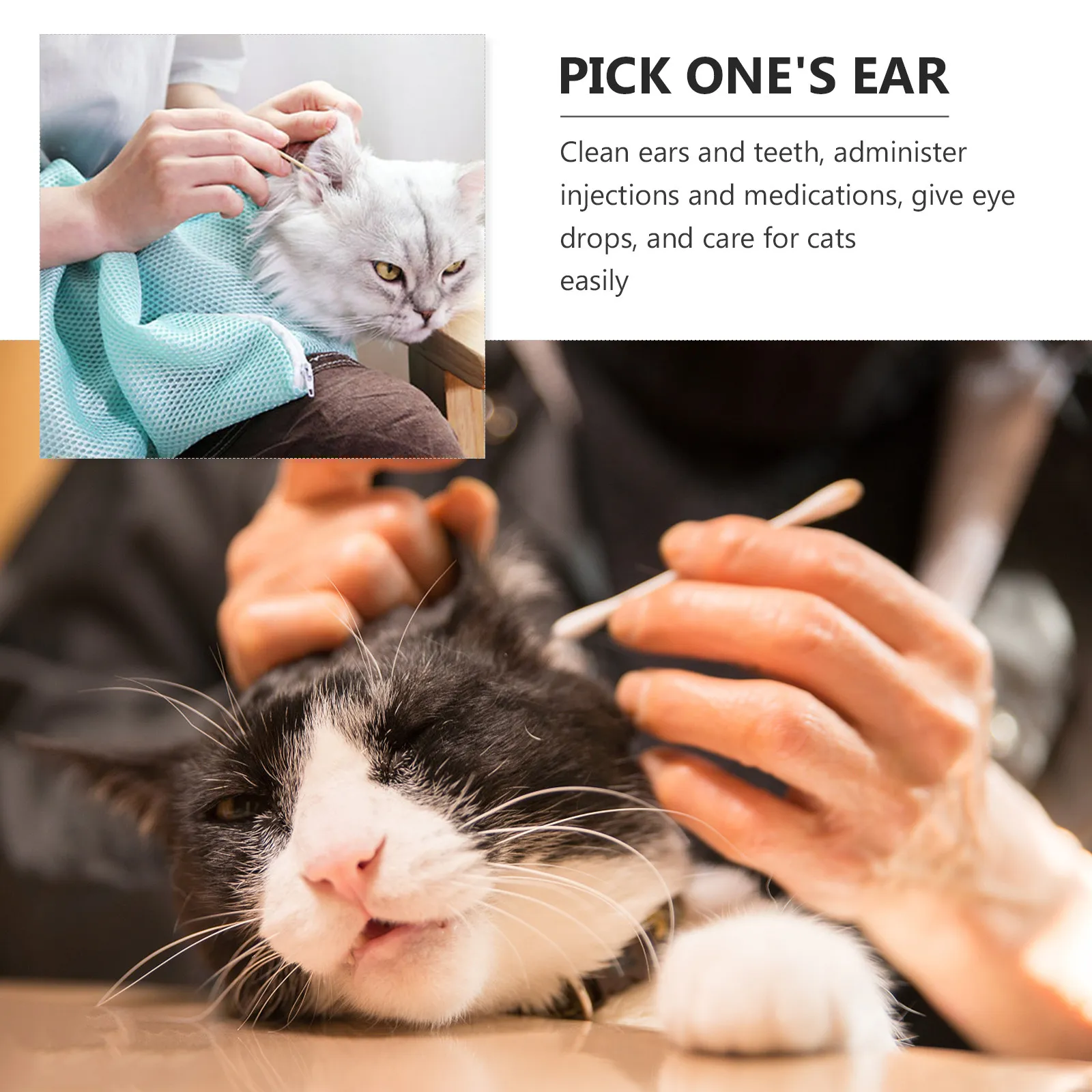Cat Bathing Bag Breathable Anti Scratch Wear Resistant Polyester Cat Grooming Bag Easy to Put on for Bathing Nail Trimming