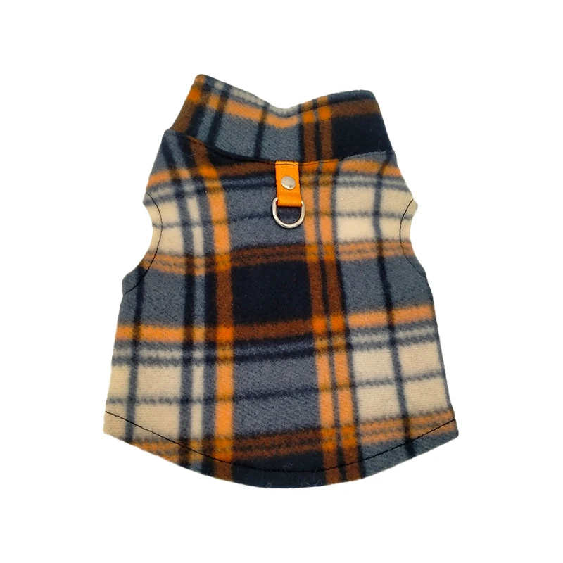 Vintage Plaid Warm Fleece Pet Clothes for Small Medium Dogs Autumn Winter Thickened Vest Coat Dog Sweatshirt Chihuahua Costume