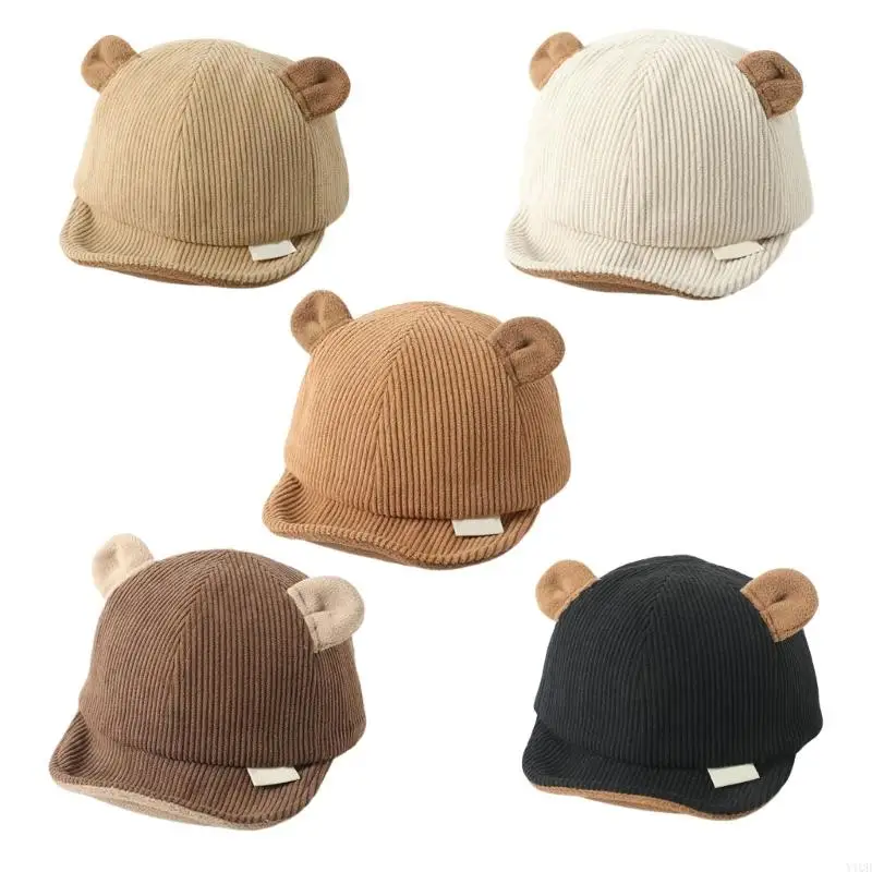 

Plush Corduroy Baby Hat with Adorable Bear Design Perfect for Everyday Wear and Special Occasion