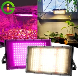 Luz LED de cultivo de espectro completo, lámpara Phyto de luz solar imitada de 50W y 100W para iluminación de crecimiento de plantas hidropónicas de invernadero