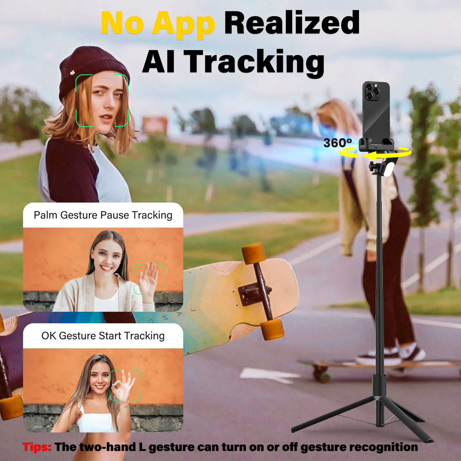 AOCHUAN M2PRO Smartphone Gimbal Stabilizer1-Axis Stabilizer Face Tracking without App 4-in-1 Mobile Gimbal Stabilizer for phone