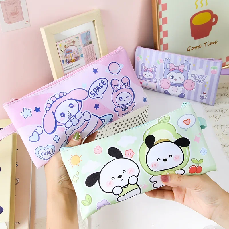 

MINISO Anime Kawaii Ins Pochacco Pen Bag School Cute My Melody Portable PU Stationery Bag Large Capacity Gifts for Girls