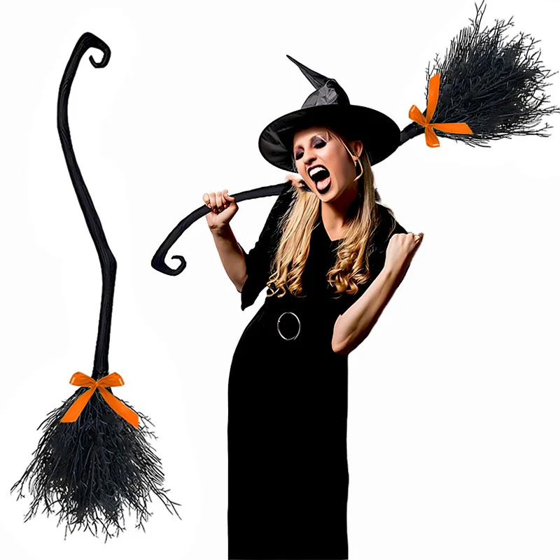 Escoba de bruja de Halloween, decoración de Cosplay, Broomstick de plástico, accesorios