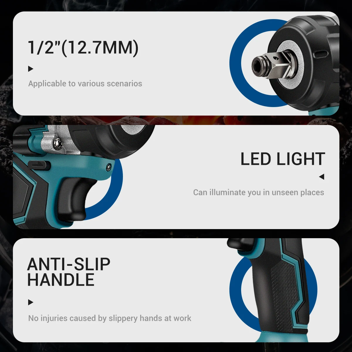 Imagem -06 - Drillpro-chave de Impacto Elétrica sem Fio sem Escova Li-ion Ferramentas Elétricas Compatível com Makita 18v 680n.m Peças