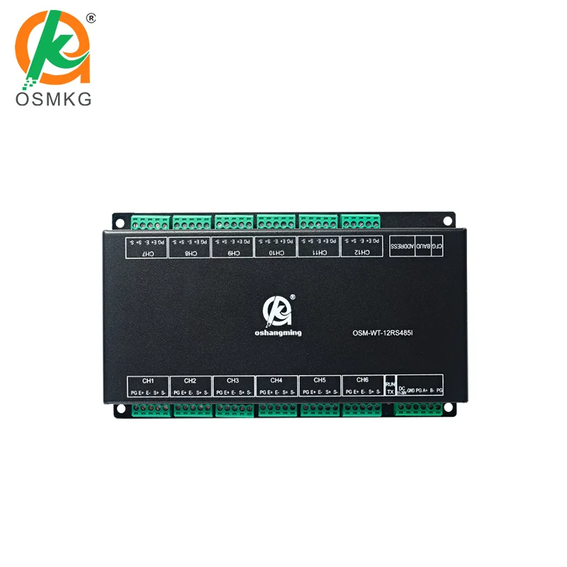 Oshangming 12 Channel 24-bit A/D resolution Fully Isolated Load Cell Transmitter RS485 Modbus Rtu for Tare  Real-Time Weight