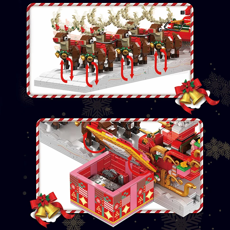 Creative Expert Christmas Seasonal Santa Claus Sleigh Car Model 2073PCS Building Blocks Brick Puzzle Toys for Christmas Gift