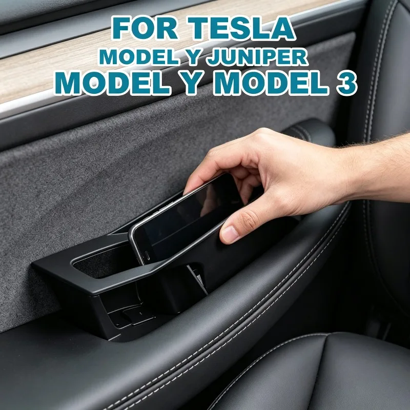 

Storage Box Inner Handle Organizer Container Tray Box Car Door Handle for Tesla Model 3/Y Juniper Model 3 Highland Accessories