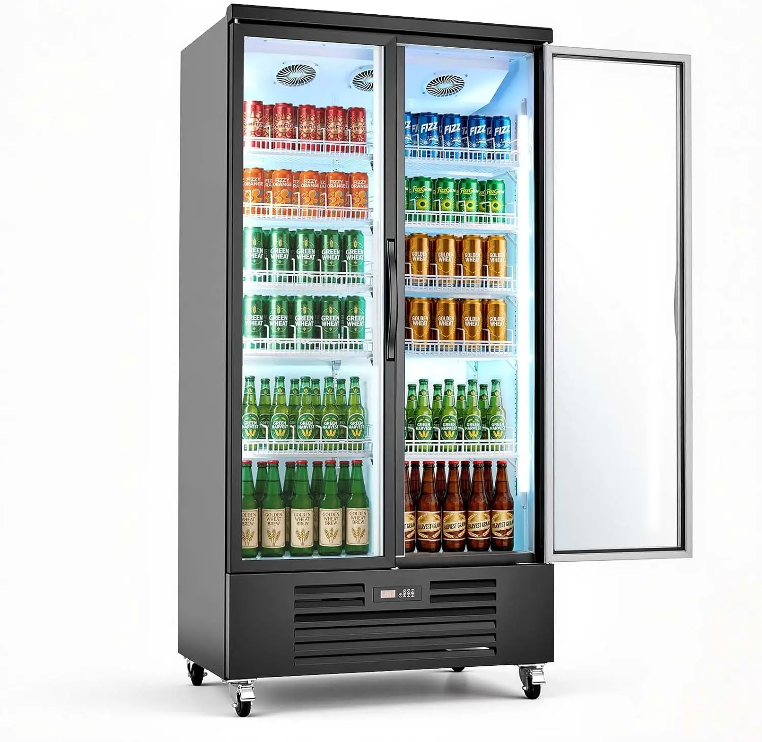 

Commercial Merchandiser Refrigerator, 24.9 Cu.Ft / 705L Upright Beverage Cooler, 2 Glass Door Display Refrigerator with 5 Adjust