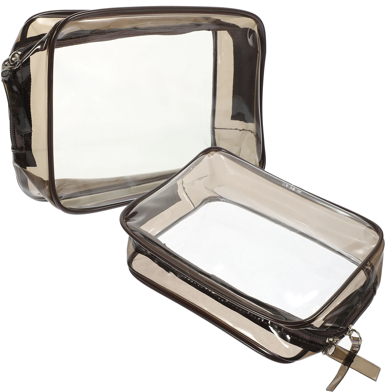 

2Pcs Waterproof Travel Toiletry Bag Large Capacity Clear PVC Makeup Storage Container Gray Portable Jewelry Display