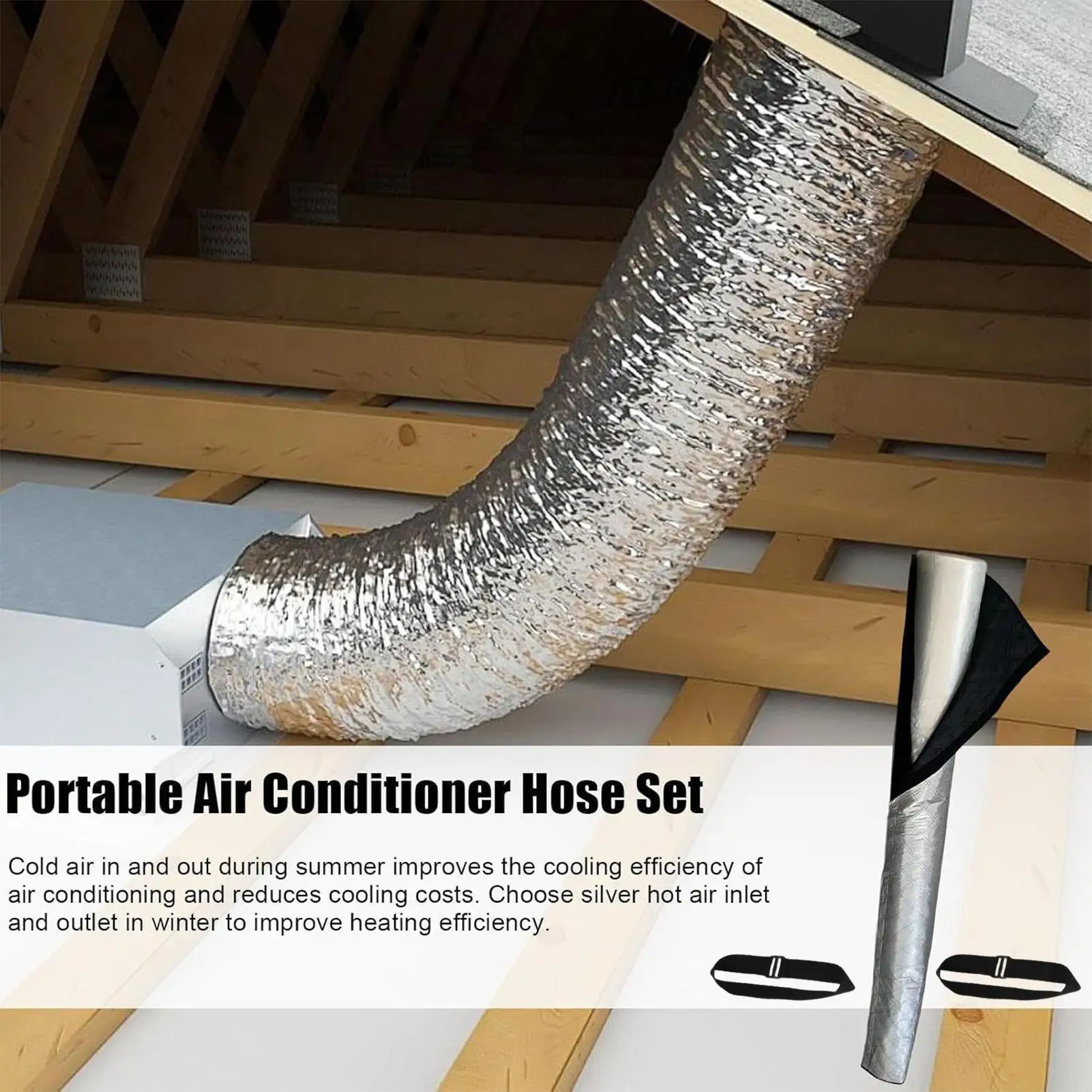 

AC Hose Insulation Sleeve Insulated Waterproof Portable Cover With Strap Ac Pipe Insulation For Winter Outdoor Indoor Casement