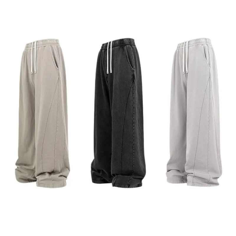 

Maqvob EU US Size Top Quality Heavyweight Men's Jogger Fried Snowflake Stitching Edging Washed Wax Dye Men Sweatpants