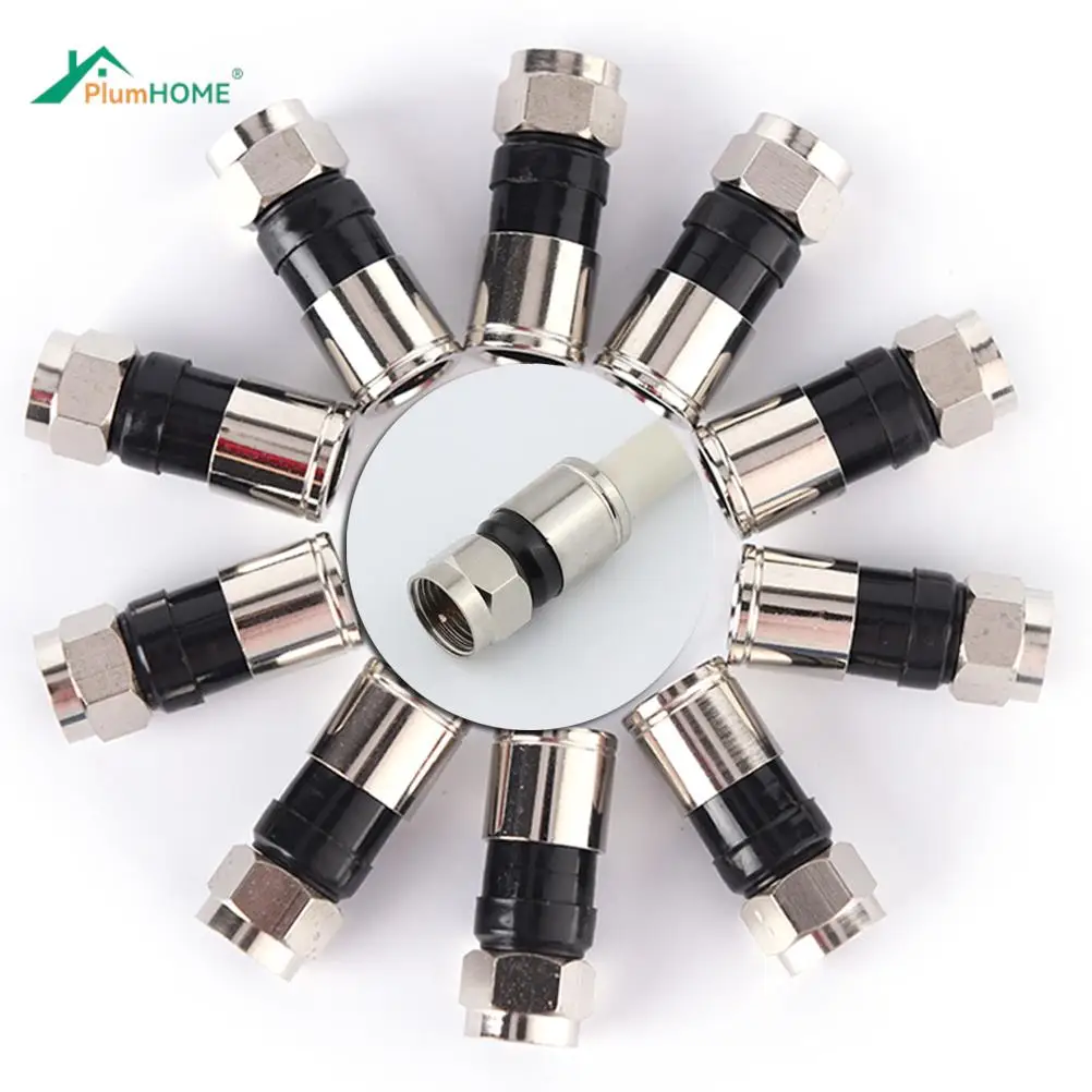 10pcs 2.7m RG6 F Type Compression Snap Seal Plug Connector For Sky Satellite Virgin Cable