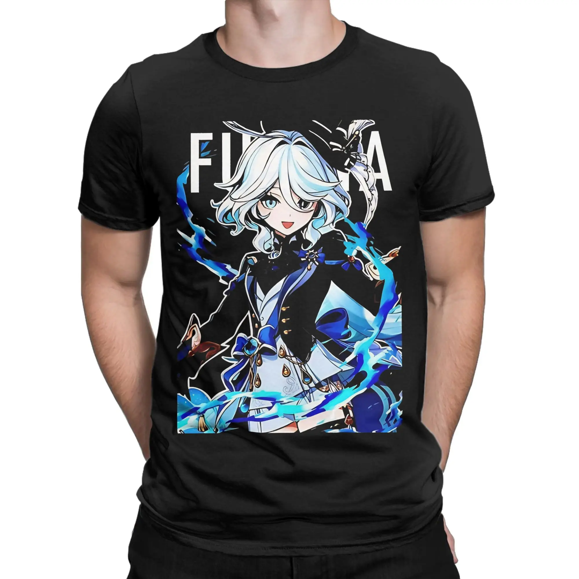 Furina T Shirts Men Women Cotton Casual T-Shirt Crewneck Genshin Impact Game Tee Shirt Short Sleeve Clothes 4XL 5XL