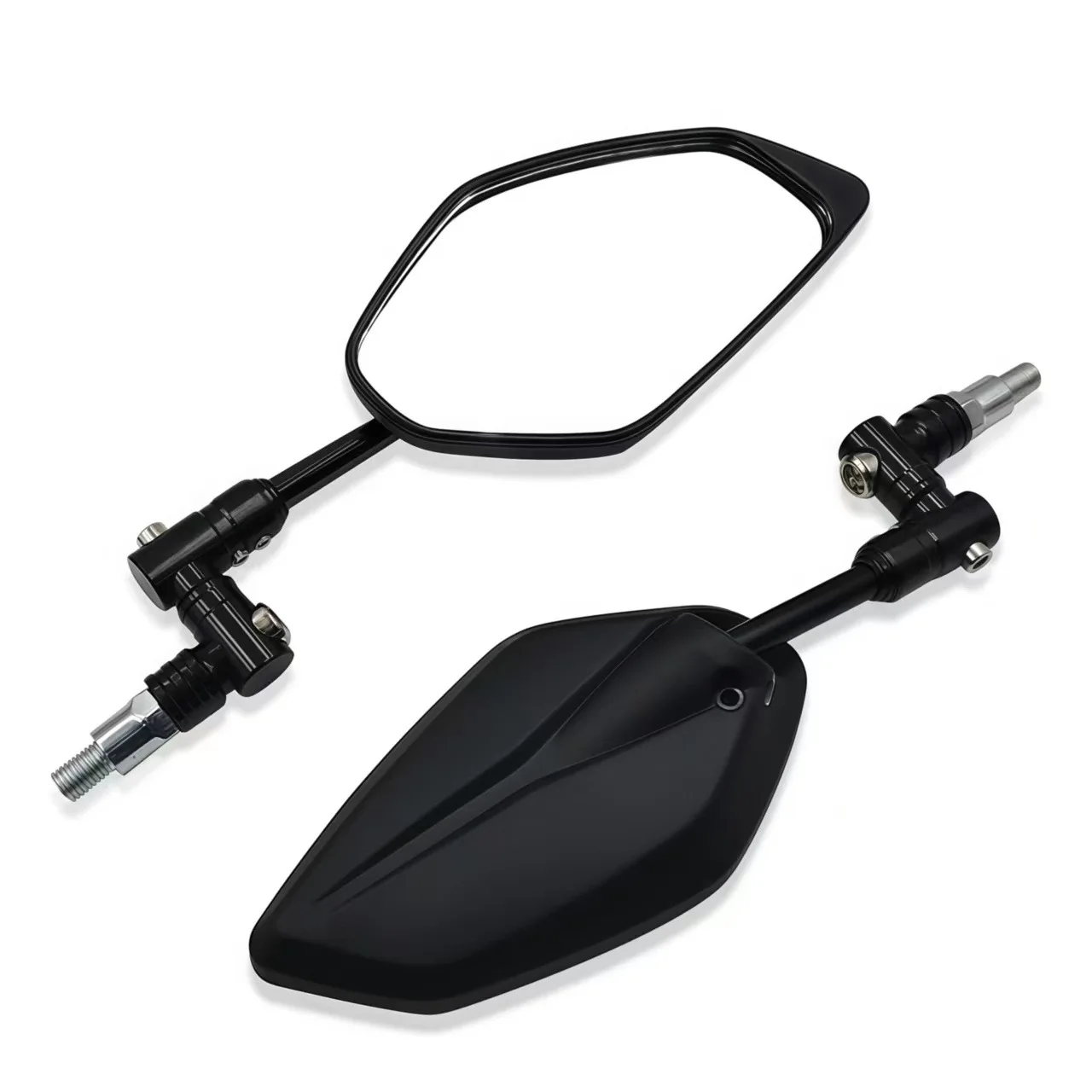 Motorcycle rearview mirror with adapter for 10mm thread side mirror ABS aluminum alloy rotating 360 degrees adjustable frame
