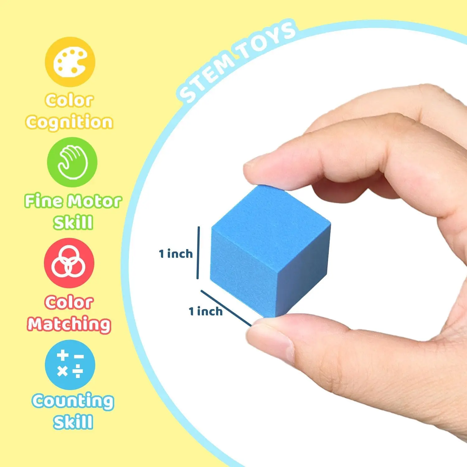 Bloques de conteo de espuma, 105 piezas, cubos de contadores de matemáticas de arcoíris suaves de 1 pulgada, manipuladores de matemáticas preescolares, suministro de aprendizaje en el aula