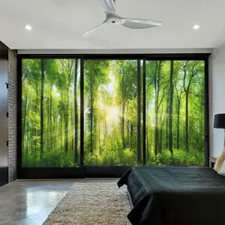 Forest Decorative Privacy Window Film Heat Control UV Blocking Window Stickers Static Cling Frosted Windows Film