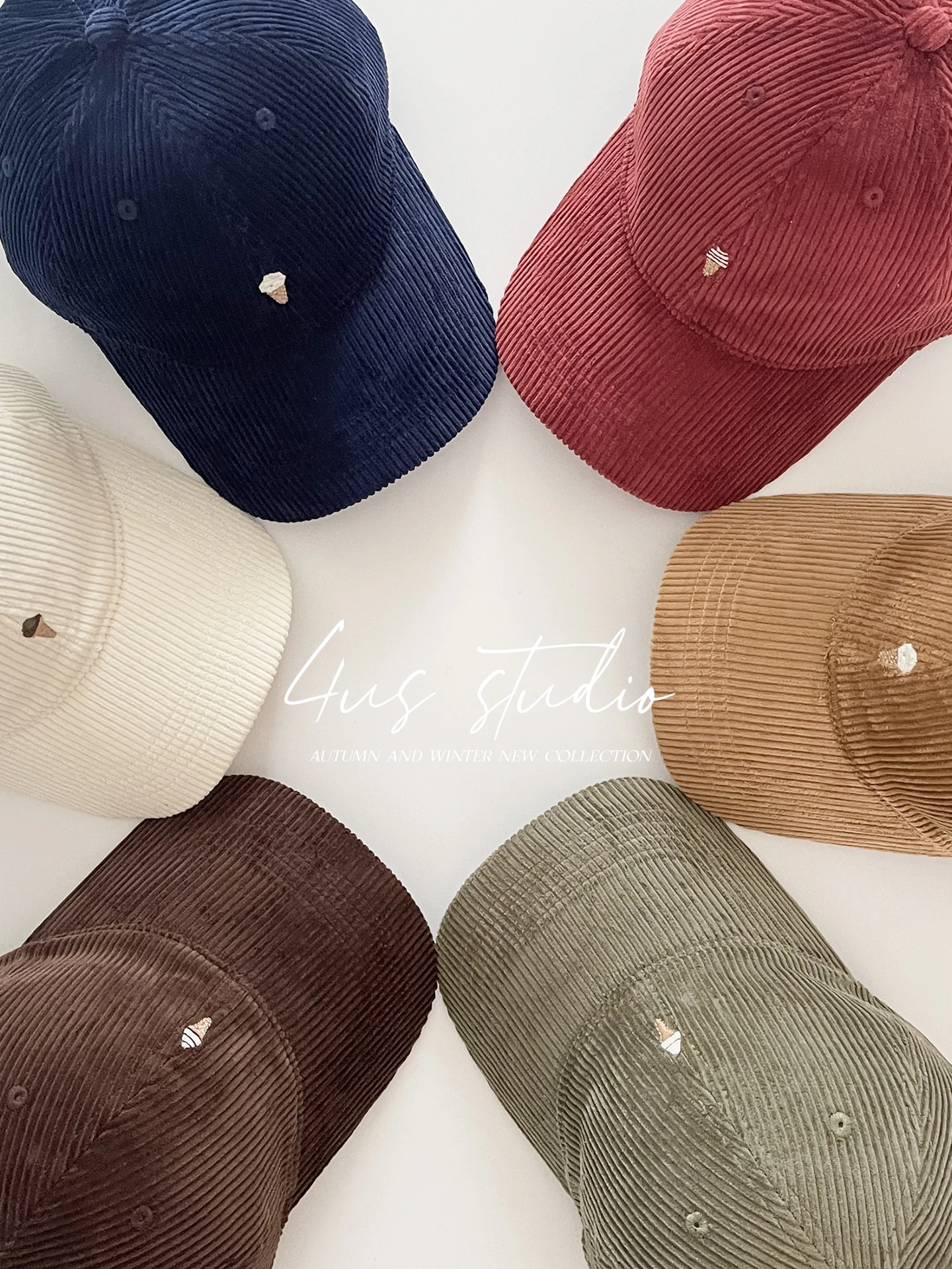 Embroidered Corduroy Baseball Cap for Women, All-Season Versatile Soft Top Curved Brim Duckbill Cap, Face Slimming